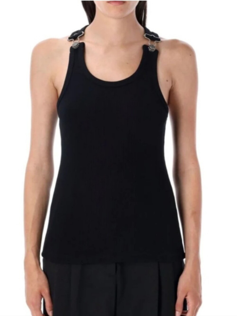 Jean Paul Gaultier Black Ribbed Suspender Tank Top.😍